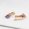 Boucles d'oreilles pendantes russes en or violet 585, boucle d'oreille plaquée avec Design 14K, Micro incrustation, luxe, mode classique, bijoux pour femmes