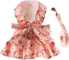 Robe de vêtements pour chiens avec harnais et laisse à nœud papillon, ensemble princesse florale pour petits chiots, vêtements pour animaux de compagnie, tenue d'été respirante