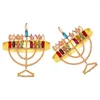 Bordduk 2st menorah gjutning servettringar hanukkah middag dekorativ