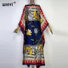 Africa Women Summer Beach Casual Silk Feeling Holiday Party Floral Dress Female Long Maxi Dresses Kaftan