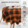 Table Cloth Orange Tartan Plaid Round Table Cloth - Waterproof Resistant Wrinkle And Washable Table Cover 150 CM Diameter Y240401