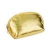 Sacos de armazenamento H55A Handheld Gold Makeup Bag Handy PU Couro Cosmético Viagem Versátil para Uso Diário