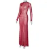 Casual Kleider Frauen Strand Cover Up Sheer Mesh Langarm Bandagen Backless Ausgestelltes, Figurbetontes Kleid Nachtclub