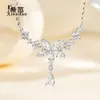 Chinese Brand Pure Silver Luxury Zircon Water Droplet Necklace for Women with Delicate and Luxurious V-neck Wear, Elegant Collarbone Chain Provides Free Gift Box