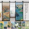 Adesivos de janela arte pintura a óleo porta adesivo auto-adesivo papel de parede sala de estar filme de vidro portas de armário decoração deslizante pvc murais