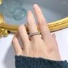 Anéis de cluster S925 Anel de prata Instagram Cold Wind Stacked Diamond