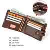 contact's Casual Men Wallets Crazy Horse Leather Short Coin Purse Hasp Design Wallet Cow Leather Clutch Wallets Male Carteiras 4284#