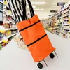 foldable Shop Trolley Bag With Wheels Large Reusable Cloth Hand Tote Bolsas Eco Fabric Supermarket Grocery Pull Cart Bag N91q#