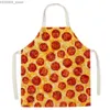 Aprons Cute Food Pattern Kitchen Apron Mens Burger and French Pizza Pattern Childrens Sleeveless Apron Kitchen Apron Womens Delantal Cocina Y240401