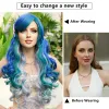 Perücken Namm Mermaid Perücken lang blau lila gradientenwigs für Frauen beliebte synthetische Perücke für tägliche Cosplay -Halloween hohe Dichte Haare