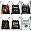 Magic Cube Print DrawString Bag Cubo Magico Storage Bags For Travel Math Formula Boys Girl School ryggsäck Kids Daypack Bookbag Z8QL#