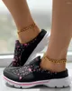 Casual skor sneakers flamingo grafiska tryck män mules mesh andas platt sommarpar loafers gata tofflor