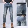 Nowe handel zagraniczny Oryginalny dżinsy dżinsy wiosna jesień mężczyźni Slim Fit European American High-end Małe proste spodnie