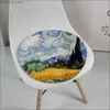 Poduszka/poduszka dekoracyjna Van Gogh Malarstwo olejne Art Art Mata Mata okrągłe siedzenie poduszka biurowa stołek gąbki sofa mata bez poślizgu Poduszki Y240401