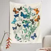 Tapestries Bohemia Butterfly Tapestry Wall Hanging Moth Plant Flowers Room Decoration Teen Aesthetic Art Dorm Poster