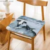 Cushion/Decorative Pillow Blue Watercolor Marine Animals Four Seasons Seat Cushion Office Dining Stool Pad Sponge Sofa Mat Non-Slip Sofa Decor Tatami Y240401