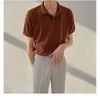 Sommer einfarbig gestreiftes Kurzarm-Poloshirt, trendiges Marken-Loose-Design für Herren, Nischen-Top-Poloshirt