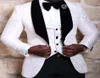 Groom Tuxedos Groomsmen Red White Black Shawl Lapel Man Suit Wedding Men039s Blazer Suits Custom Made JacketPantsVest6996014