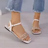 Casual Shoes for Women 2024 Fashion Buckle Strap Sandaler Summer Neutral Concise Flat with Light Ladies