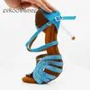 Chaussures De danse Evkoodance Zapatos De Baile taille US 4-12 bleu paillettes avec strass talon 8.5 cm professionnel Evkoo-570