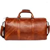 Storage Bags First Layer Vegetable Tanning Leather Travel Bag Large Capacity Luggage Men Business Handbag Computer