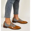 Casual Shoes Spring Loafers Female Retro Leather Pointed Head brittisk stil tjock med mäns stora lyxiga lyx