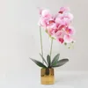 Dekorativa blommor simulerade bonsai falska konstgjorda blommor dekor bröllop simulering siden tyg phalaenopsis