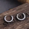 Hoop Earrings Cool Fashion Thick Chunky Watchband Small Silver Color Metal Stainless Steel For Men With Wood Box