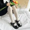 Yaz kızları taytlar saf pamuk nefes alabilen örgü bej beyaz siyah çocuklar prenses külotlu çorap lolita tozluk 212y 240322 için