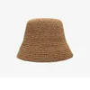 夏の織物クロッシュバケットハット女性のための平野の太陽の帽子フランスのレトロスタイルワイドブリム手作り麦わら帽子クチュールダービーレディースハット240325