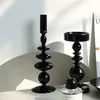 Candle Holders Glass Holder Decor For Home Decoration Pillar Tealight Modern Stick Black White