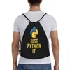 Anpassad Inspirati Pyth Developer DrawString Bag Yoga ryggsäckar män Kvinnor programmerar språkkodkodare Sport Gym Sackpack 740R#