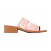 Luxe sandalen Designer damesslippers Zachte schoenen Geborduurd linnen Hoge hak Sandale Sliders hoge kwaliteit casual