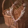 Wood Teether Baby Bed Hanging Rattle Toy Crochet Rattle Baby Comfort Toy Cute Animal Crochet Room Decor Baby Stroller Rattle Toy 240327