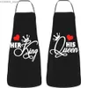 Aprons Hot Mr Right And Mrs Always Right Apron For Women Men Unisex Bib Funny Couples Cooking Kitchen Tablier Cuisine Chef Baking Y240401