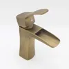 Bathroom Sink Faucets Waterfall Basin Mixer Taps Antique Brass Finished And Cold Deck Mounted Faucet AF1004