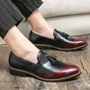 Casual Shoes Classic Brand Men's Pointed Business Anti Slip Loafers Retro Red High-end Genuine Leather