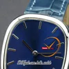 TWF 35.6mm Golden Ellipse 3738/100p A9015 Automatic Mens Watch 3738 Blue Dial Silver Silver Case Blue Leather Latcees Hellowatch PPHW Z24B