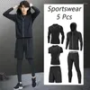 Running Sets Quick Dry Mens Compression Sportswear Set Gym Sport Clothes Tight Lycra Leggings Athletics Fitness Rash Guard Kits