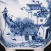 Vaser kinesisk stil blå och vit porslin vattenstadsdesign blomkruka 4,49 tum