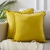 Mjuk sammet Tassel Cushion Cover Dekorativa kuddar Kasta kuddfodral Mjuk solid färger Heminredning vardagsrum SOFA SEAT Kaffe