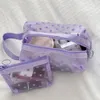 2023 Nya Mesh Hearts Mönster Makeup Bag Mini Cosmetic Pouch Transparenta toalettartiklar Portable Travel Lipstick Storage Bag X3DF#