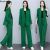 Formal Office für Frauen 2pcs Hosen Sets 2024 Solid Single Breasted Pocket Blazer Jacke und Hosen Sets Elegante Damenanzugsets