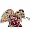 Tissu cott Floral Petits sacs à cordon Rouge à lèvres Maquillage de toilette Organisateur Sacs de poche Porte-monnaie Clés Earphe Sac de rangement l8TR #