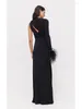 Robes décontractées BEVENCCEL 2024 Noir Sexy Une épaule à manches longues Plumes Robe Femmes Creux Out Élégant Celebrity Party Maxi