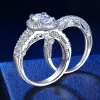 Ringe Newshe 925 Sterling Silber Hochzeit Verlobungsringe Set für Frauen Birne Oval Cut AAAAA CZ Imitation Diamant Brautschmuck