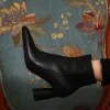 Botas de tacón gruesas botas modernas zapatos de mujer de vaca botas de invierno zapatos de estilo de mujer simple con cremallera