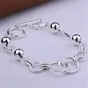 Charme Pulseiras 8 polegadas 925 Sterling Silver Matte Round Bead Pulseira para Mulher Moda Festa de Casamento Presente Jóias