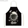 Aprons Space Cotton Linen Easy Cleaning Astronaut Girl Men Printed Waist Bib Women Aprons Home Cooking Tools Kitchen Apron Kid Apron Y240401DSU8