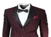 Borgonha terno masculino 2 peças jaqueta calças dois botões roupa formal noivo homem terno de casamento smoking wear8124616